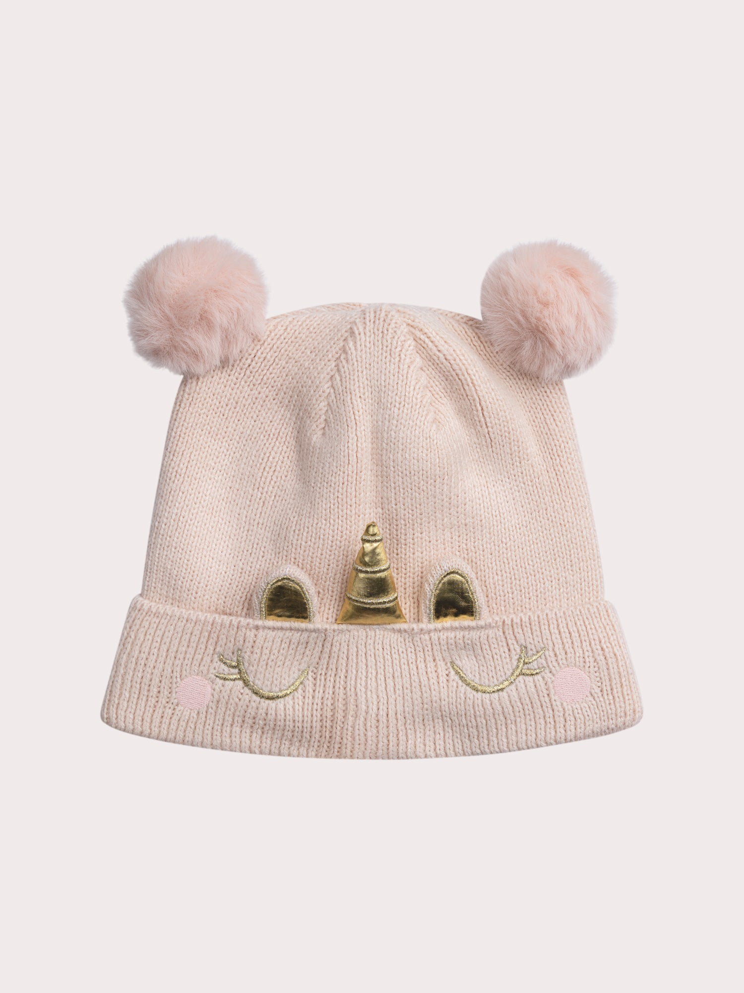 Bonnet rose motif licorne pour fille