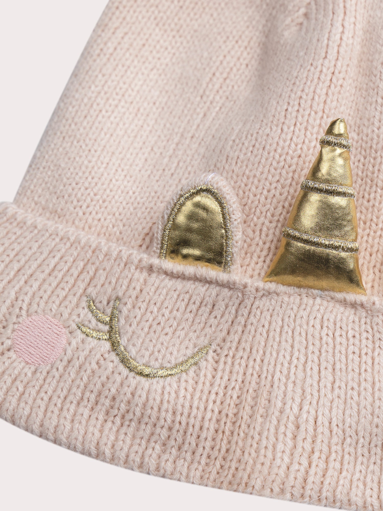 Bonnet rose motif licorne pour fille