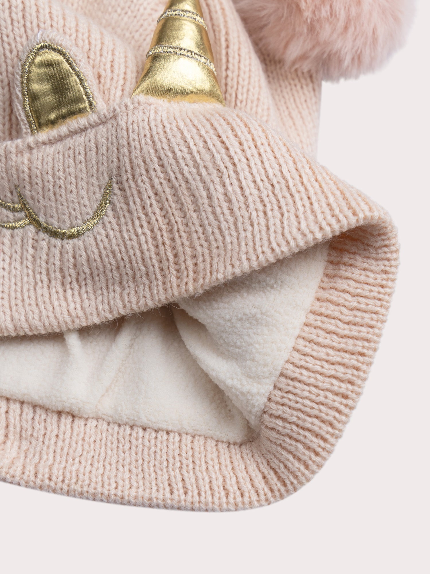 Bonnet rose motif licorne pour fille