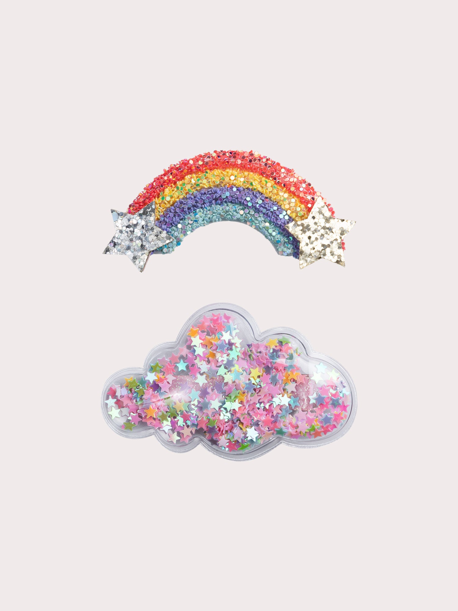 Lot de 2 barrettes arc-en-ciel et nuage paillletés pour fille
