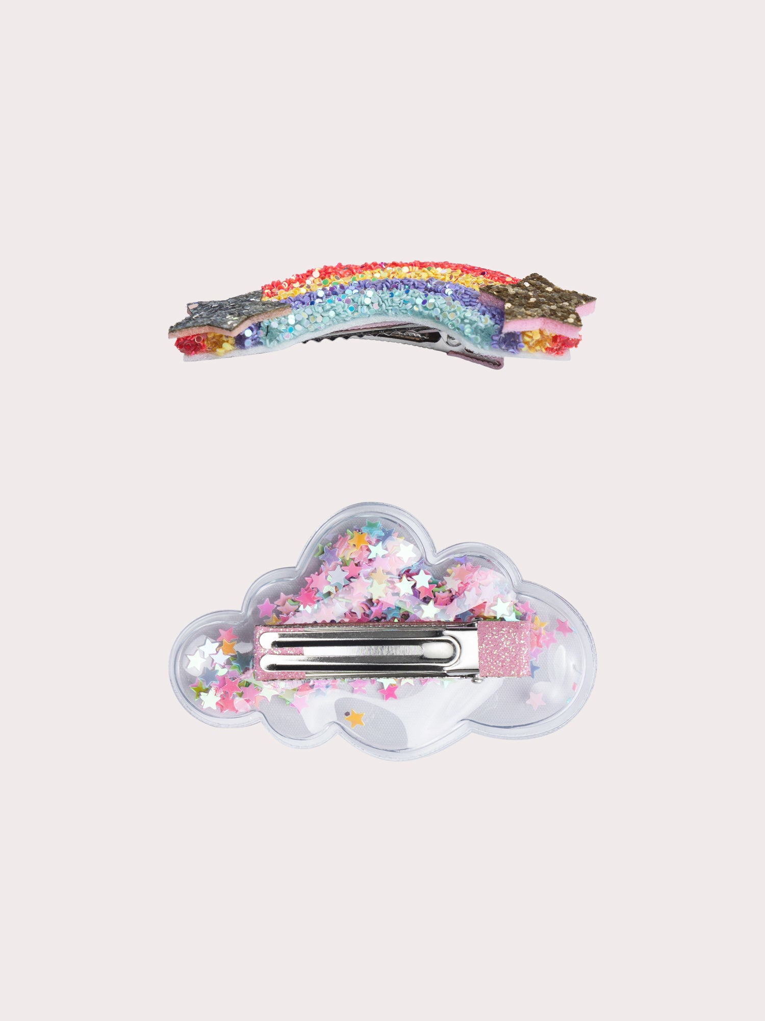 Lot de 2 barrettes arc-en-ciel et nuage paillletés pour fille